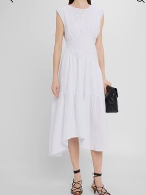 midi white dress elegant A-Line Satin Tulle Midi Wedding Dresses V-Neck Engagement Little White Dress COCOMELODY CW3389, 20 Days / As Picture:Ivory/Nude / US22-UK24-EUR52